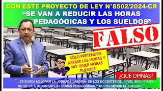 😱🔴“ES FALSO QUE SE VAN A REDUCIR LAS HORAS PEDAGÓGICAS Y LOS SUELDOS” PROYETO DE LEY N°85022024CR [upl. by Dewitt983]