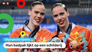 Synchroonzwemtweeling over blunders badpakken en de Olympische Spelen [upl. by Leumek]