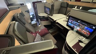 Trip Report Qatar Airways Qsuite Business Class 777300ER Kuala Lumpur to Doha [upl. by Ahsata966]