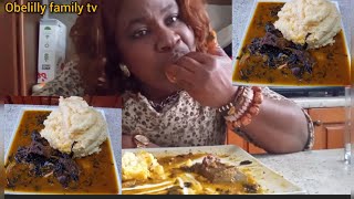 AFRICAN FOOD MUKBANG SEMONITA FUFU AND ACHI SOUP NATIVE IGBO SOUP ASMR NIGERIA FOOD [upl. by Naitsirt]