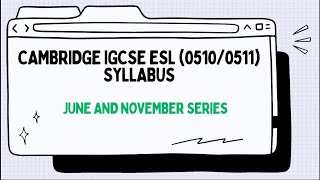 IGCSE ESL SYLLABUS FOR 20242026 [upl. by Benkley532]