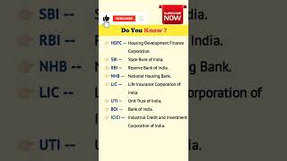 HDFCSBIRBINHBLICUTIBOIICICI Full Forms  Important Full Form [upl. by Ardnohsal]