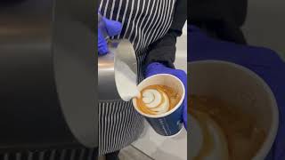 This one cappuccino art latteart coffeeart barista espressoyoutubeshorts 🍀🍀🍀🍀🍀🍀☕️☕️☕️ [upl. by Uwton]