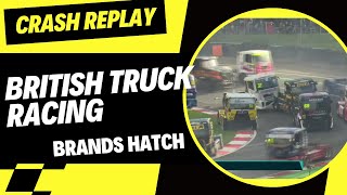 British Truck Racing 2023 Crash Brands Hatch Restart Crash [upl. by Bocyaj]