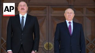 Azerbaijan President Ilham Aliyev welcomes Russias Putin for talks in Baku [upl. by Nomde]