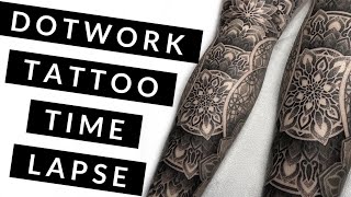 DOTWORK MANDALA TATTOO Time Lapse GEOMETRIC  ORNAMENTAL [upl. by Nnaxor818]