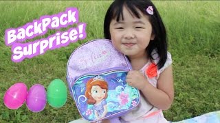 Opening Princess Sofia the First Surprise Backpack [upl. by Clemmy]