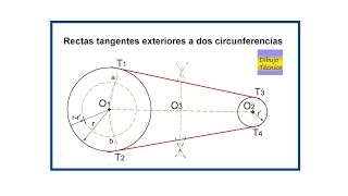 Rectas tangentes exteriores a dos circunferencias [upl. by Latricia]