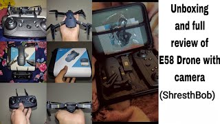 E58 Drone unboxing and full reviewbest budget drone with camera ShresthBob aakashcresthayt [upl. by Blair]