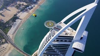 Burj Al Arab Helipad Skydive Landing [upl. by Kcinimod]