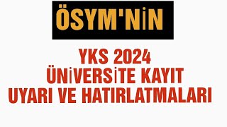 Yks 2024 Üniversite Kayıt İşlemleri yks2024 2024yks [upl. by Kaia114]