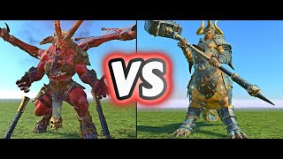 Who Will Win Skarbrand the Exiled or Kholek Suneater in Warhammer Total War 3 [upl. by Lala412]