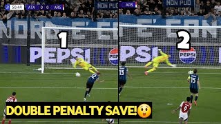 David Raya makes INCREDIBLE double Penalty Save vs Atalanta  UCL 202425 [upl. by Liek]