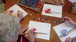 How to Draw Beach Umbrellas with Chalk Pastels [upl. by Divd]