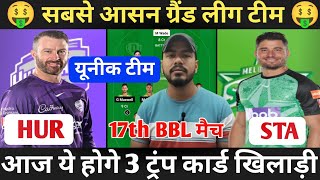 HUR vs STA Dream11 Prediction Hobart Hurricanes vs Melbourne Stars Dream11 Team Big Bash League [upl. by Gleich]