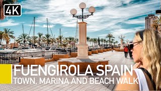 Fuengirola Costa del Sol Spain NOW  Town Beach and Marina Walk [upl. by Nodaj]