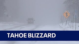 Lake Tahoe blizzard Several feet of snow in the Sierra [upl. by Aschim]