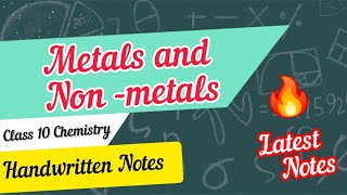 Metals and Non metals Class 10 Chemistry Chapter 3 Handwritten Notes  Class 10 Chemistry [upl. by Adela]