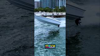 Powerboat gets big air at Haulover Inlet  Wavy Boats [upl. by Eniamerej699]