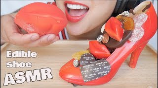 ASMR EDIBLE CHOCOLATE SHOE SATISFYING CHOCOLATE SNAP EATING SOUNDS NO TALKING  SASASMR [upl. by Frierson]