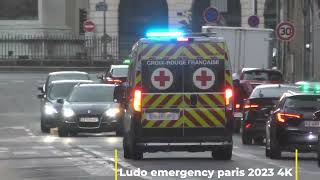 Ambulances VPSP Croix Rouge Protection Civil en urgence Ambulances responding Central Paris 4K [upl. by Alfi456]