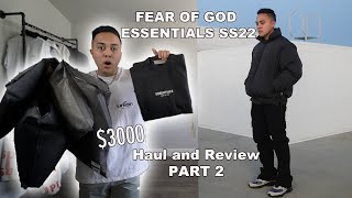 Fear of God Essentials SS22 HAUL  SIZING  TRY ON PART 2 [upl. by Angle417]