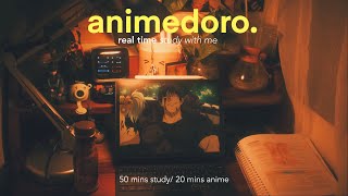 animedoro real time study with me at 3am study  watch anime 5020 no music [upl. by Ttej440]