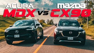 2024 MAZDA CX90 vs ACURA MDX Head to Head Comparison  BATTLE OF THE PREMIUM 7SEATER SUV [upl. by Norton604]