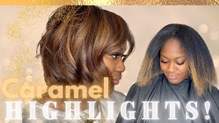 Caramel Blonde and Brown Highlights for DARK Skin [upl. by Ellmyer404]