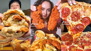 Asmr EATING 🍔 45  chipotle buldak ramen 😋  Wingstop tacobell grilled cheese burrito and more [upl. by Yanej]