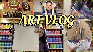 ART VLOG  KIRTASİYE ALIŞVERİŞİ  2 farklı kırtasiye turu  yeni tuval aldım ✨ dijital çizim [upl. by Cul]