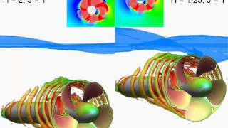 CFD simulation of inclined propeller P4661 near free surface at different depth [upl. by Bracci]