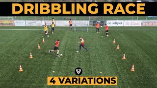 Fun Dribbling Race  4 Variations  Soccer Drills  Football Exercises [upl. by Acinemod]