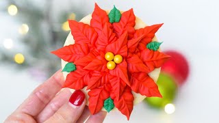 Poinsettia Flower  Royal Icing Flower Tutorial [upl. by Morven96]