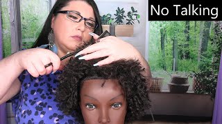 ASMR Hair Salon Roleplay NO TALKING Haircut Scalp Massage and Oiling Styling AfroKinky Hair [upl. by Ajssatsan621]