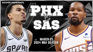 Phoenix Suns vs San Antonio Spurs Full Game Highlights  Mar 25  2024 NBA Season [upl. by Vernen52]