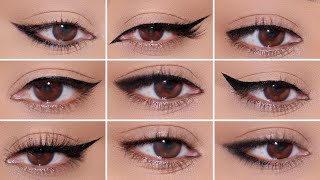 How To 9 Different Eyeliner Styles on HOODED EYES  Easy Beginner Friendly Tutorial [upl. by Jorgenson]