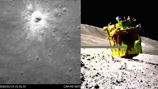 SLIM landing on the Moon  Onboard camera view [upl. by Asiat]