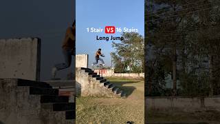 1 Stair VS 16 Stairs😨Long Jump jump parkour stairs [upl. by Scarface]