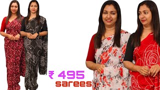 PRINTED SAREES ONLY  495 CHIFFON SAREES  𝐕𝐈𝐃𝐄𝐎3576  𝐆𝐋𝐈𝐓𝐙𝐈𝐍𝐃𝐈𝐀 FASHION [upl. by Fritzie]