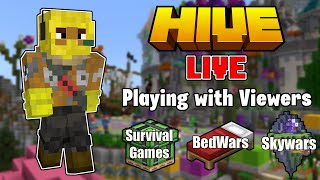 🔴Minecraft Live🔴  Hive  Playing with Viewers  Survival Realm  Bedwars  Skywars  Custom Servers [upl. by Ahsurej131]