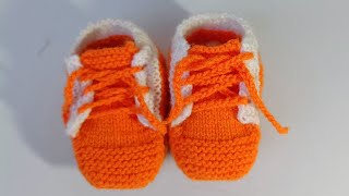 Easy woolen baby shoes knitting designbaby socks ka designbaby jutti knittingbaby booties [upl. by Ryder789]