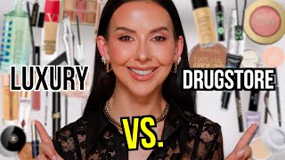 Full Face of LUXURY Vs DRUGSTORE Whats Worth YOUR Money [upl. by Enilreug102]