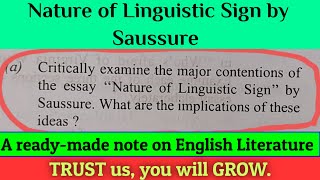 Nature of Linguistic Sign Signifier and Signified Saussure English literature notes [upl. by Ecinrahs]