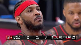 Melo Erupts For 17 PTS In 4Q And Carries Blazers To Win Over 76ers [upl. by Modeste]