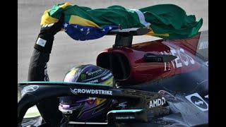 Lewis Hamilton levanta a Bandeira Brasileira igual Ayrton Senna  GP de São Paulo  GP BRASIL 2021 [upl. by Asseret]