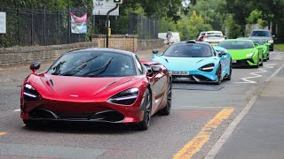 Supercars in Alderley Edge 2024 765LT 720S Huracan x2 Vanquish x2 DBS Superleggera GT4 x3… [upl. by Ally145]