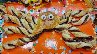 HALLOWEEN dolce di pasta sfoglia dellultimo minuto Ragno di sfoglia alla nutella in 2 minuti [upl. by Nodarse]