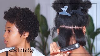 SILK PRESS on 4C twa NATURAL HAIR at home blowoutflat iron J Mayo [upl. by Adiam]