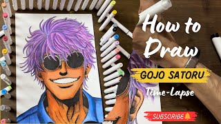 How to Draw GOJO SATORU  TimeLapse  Anime Drawing [upl. by Rinna]